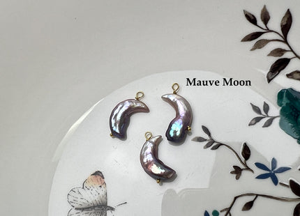 Natural White Mauve Star Moon Stick Coin Pearl Gold Filled Charm Pendant