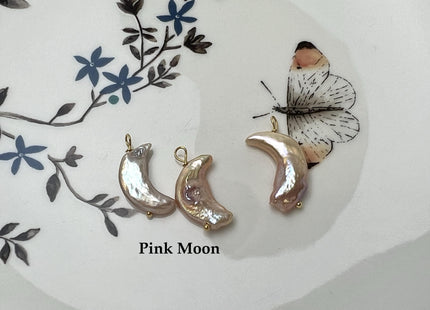 Natural White Mauve Star Moon Stick Coin Pearl Gold Filled Charm Pendant