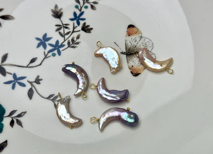 Natural White Mauve Star Moon Stick Coin Pearl Gold Filled Charm Pendant