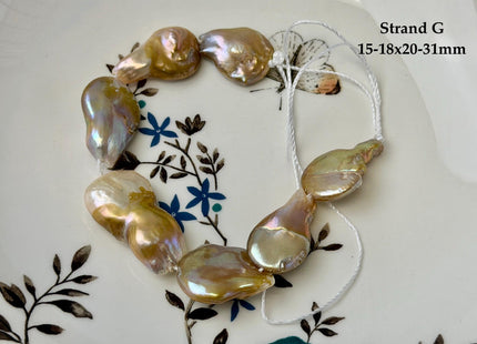 One-Of-A-Kind 15-31 mm Natural Seaweed Pink Freshwater Oval/Tear Drop Coin Pearls Large 1.5mm Hole Beads #P3717