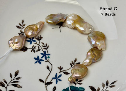 One-Of-A-Kind 15-31 mm Natural Seaweed Pink Freshwater Oval/Tear Drop Coin Pearls Large 1.5mm Hole Beads #P3717