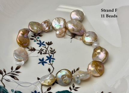 One-Of-A-Kind 15-31 mm Natural Seaweed Pink Freshwater Oval/Tear Drop Coin Pearls Large 1.5mm Hole Beads #P3717