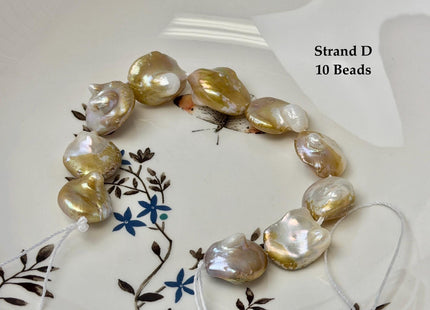 One-Of-A-Kind 15-31 mm Natural Seaweed Pink Freshwater Oval/Tear Drop Coin Pearls Large 1.5mm Hole Beads #P3717
