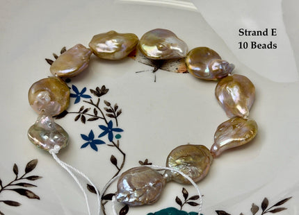 One-Of-A-Kind 15-31 mm Natural Seaweed Pink Freshwater Oval/Tear Drop Coin Pearls Large 1.5mm Hole Beads #P3717