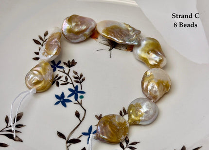 One-Of-A-Kind 15-31 mm Natural Seaweed Pink Freshwater Oval/Tear Drop Coin Pearls Large 1.5mm Hole Beads #P3717