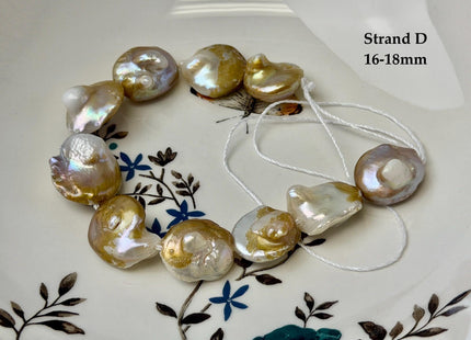 One-Of-A-Kind 15-31 mm Natural Seaweed Pink Freshwater Oval/Tear Drop Coin Pearls Large 1.5mm Hole Beads #P3717