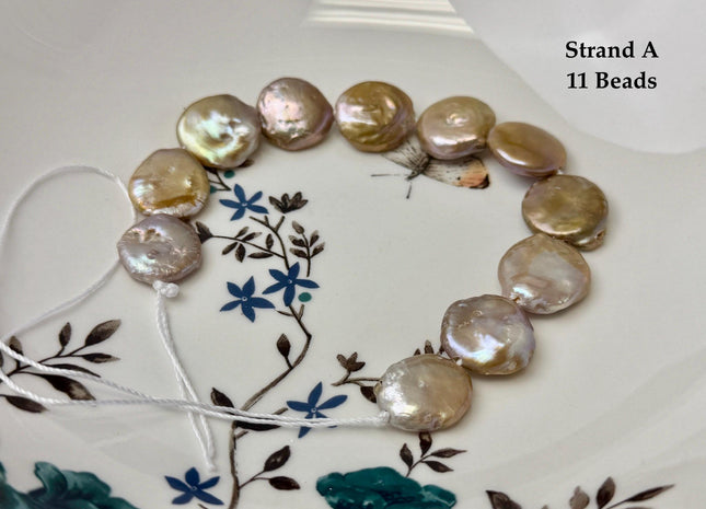 One-Of-A-Kind 14-31 mm Natural Seaweed Pink Freshwater Oval/Tear Drop Coin Keshi Pearls Large 1.5mm Hole Beads #P3719