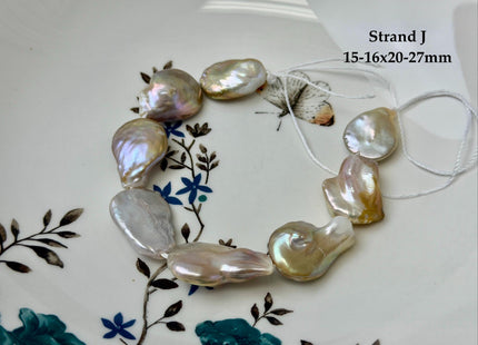 One-Of-A-Kind 14-31 mm Natural Seaweed Pink Freshwater Oval/Tear Drop Coin Keshi Pearls Large 1.5mm Hole Beads #P3719