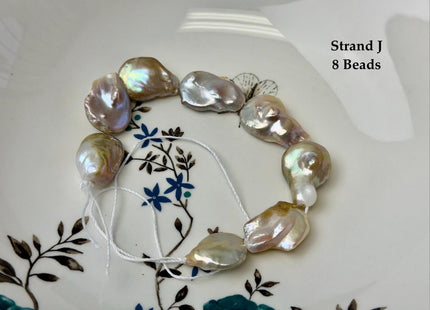 One-Of-A-Kind 14-31 mm Natural Seaweed Pink Freshwater Oval/Tear Drop Coin Keshi Pearls Large 1.5mm Hole Beads #P3719