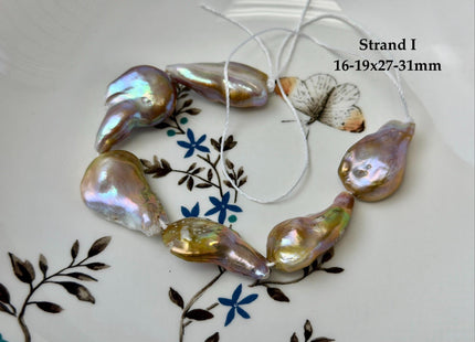 One-Of-A-Kind 14-31 mm Natural Seaweed Pink Freshwater Oval/Tear Drop Coin Keshi Pearls Large 1.5mm Hole Beads #P3719