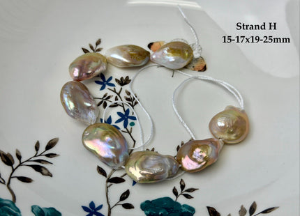 One-Of-A-Kind 14-31 mm Natural Seaweed Pink Freshwater Oval/Tear Drop Coin Keshi Pearls Large 1.5mm Hole Beads #P3719