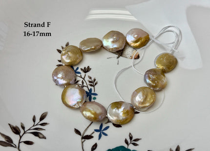 One-Of-A-Kind 14-31 mm Natural Seaweed Pink Freshwater Oval/Tear Drop Coin Keshi Pearls Large 1.5mm Hole Beads #P3719