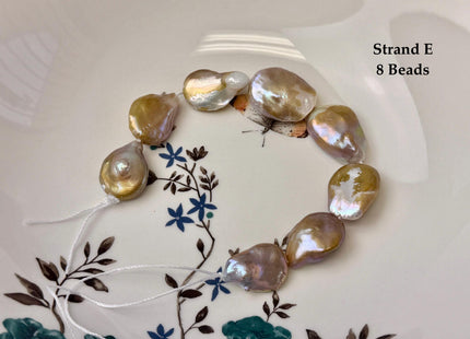 One-Of-A-Kind 14-31 mm Natural Seaweed Pink Freshwater Oval/Tear Drop Coin Keshi Pearls Large 1.5mm Hole Beads #P3719