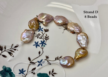 One-Of-A-Kind 14-31 mm Natural Seaweed Pink Freshwater Oval/Tear Drop Coin Keshi Pearls Large 1.5mm Hole Beads #P3719