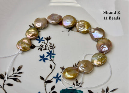 One-Of-A-Kind 14-31 mm Natural Seaweed Pink Freshwater Oval/Tear Drop Coin Keshi Pearls Large 1.5mm Hole Beads #P3719