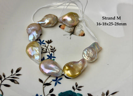 One-Of-A-Kind 14-31 mm Natural Seaweed Pink Freshwater Oval/Tear Drop Coin Keshi Pearls Large 1.5mm Hole Beads #P3719