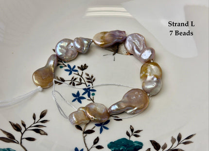 One-Of-A-Kind 14-31 mm Natural Seaweed Pink Freshwater Oval/Tear Drop Coin Keshi Pearls Large 1.5mm Hole Beads #P3719