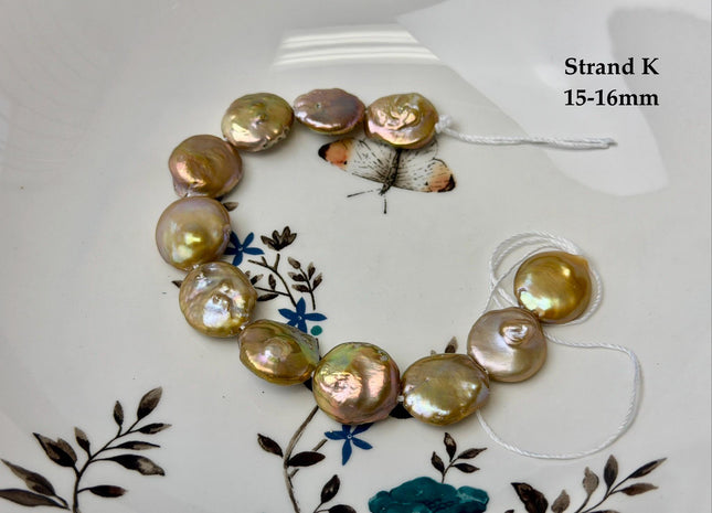 One-Of-A-Kind 14-31 mm Natural Seaweed Pink Freshwater Oval/Tear Drop Coin Keshi Pearls Large 1.5mm Hole Beads #P3719