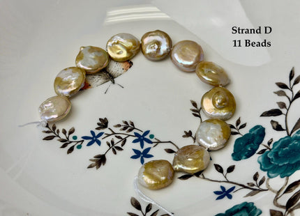 One-Of-A-Kind 14-22 mm Natural Seaweed Pink Freshwater Oval/Tear Drop Coin Keshi Pearls Large 1.5mm Hole Beads #P3720