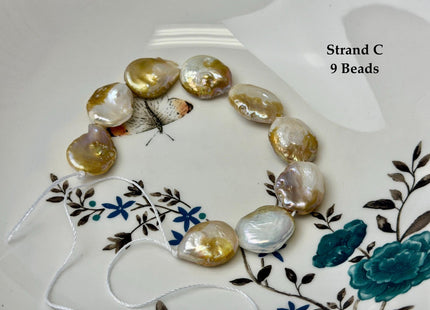 One-Of-A-Kind 14-22 mm Natural Seaweed Pink Freshwater Oval/Tear Drop Coin Keshi Pearls Large 1.5mm Hole Beads #P3720