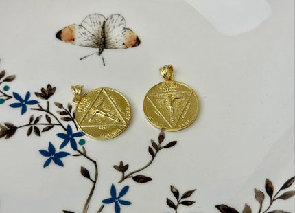 Occult Pentagram Baphomet Charm for Necklace Jewelry Making, 18K Gold Filled Charm Pendant, Antique Charm, One Piece #CR0106