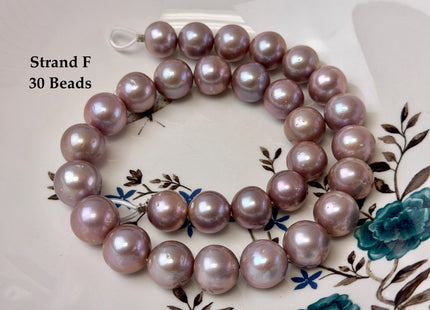 13-18 mm AAA Very Rare Natural Dark Mauve Pink Freshwater Perfect Round Jumbo Size Edison Pearl Beads 16 Inches #P3727