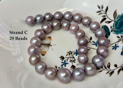 13-18 mm AAA Very Rare Natural Dark Mauve Pink Freshwater Perfect Round Jumbo Size Edison Pearl Beads 16 Inches #P3727