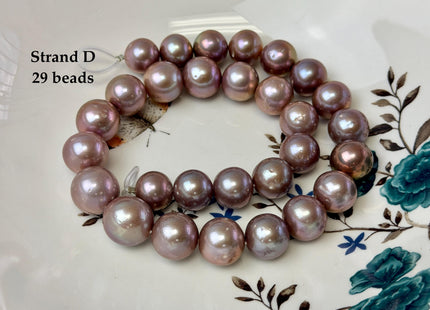 13-18 mm AAA Very Rare Natural Dark Mauve Pink Freshwater Perfect Round Jumbo Size Edison Pearl Beads 16 Inches #P3727