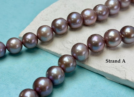 13-18 mm AAA Very Rare Natural Dark Mauve Pink Freshwater Perfect Round Jumbo Size Edison Pearl Beads 16 Inches #P3727