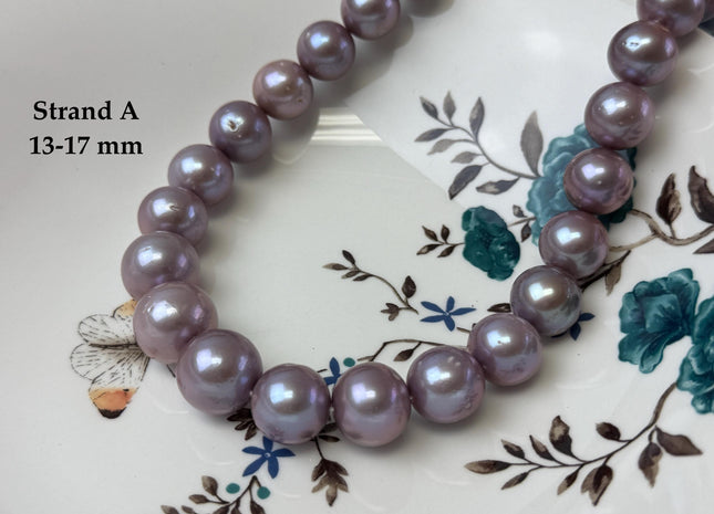 13-18 mm AAA Very Rare Natural Dark Mauve Pink Freshwater Perfect Round Jumbo Size Edison Pearl Beads 16 Inches #P3727