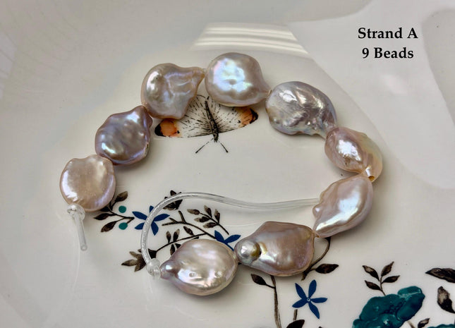 One-Of-A-Kind 12-26 mm Natural Mauve Pink Seaweed Freshwater Round Baroque Coin Pearls High Luster Large 2.1mm Hole Beads #P3722