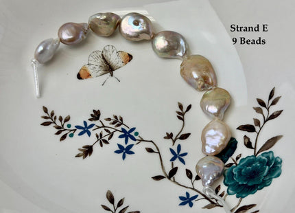 One-Of-A-Kind 12-26 mm Natural Mauve Pink Seaweed Freshwater Round Baroque Coin Pearls High Luster Large 2.1mm Hole Beads #P3722