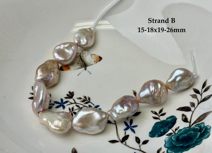One-Of-A-Kind 12-26 mm Natural Mauve Pink Seaweed Freshwater Round Baroque Coin Pearls High Luster Large 2.1mm Hole Beads #P3722