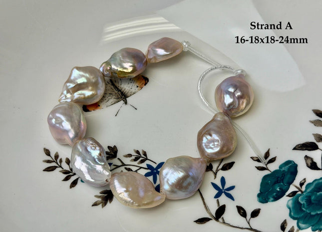 One-Of-A-Kind 12-26 mm Natural Mauve Pink Seaweed Freshwater Round Baroque Coin Pearls High Luster Large 2.1mm Hole Beads #P3722