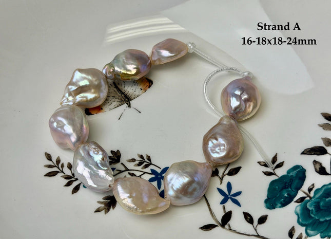 One-Of-A-Kind 12-26 mm Natural Mauve Pink Seaweed Freshwater Round Baroque Coin Pearls High Luster Large 2.1mm Hole Beads #P3722
