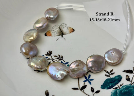 One-Of-A-Kind 12-26 mm Natural Mauve Pink Seaweed Freshwater Round Baroque Coin Pearls High Luster Large 2.1mm Hole Beads #P3722