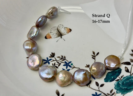 One-Of-A-Kind 12-26 mm Natural Mauve Pink Seaweed Freshwater Round Baroque Coin Pearls High Luster Large 2.1mm Hole Beads #P3722