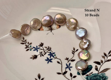 One-Of-A-Kind 12-26 mm Natural Mauve Pink Seaweed Freshwater Round Baroque Coin Pearls High Luster Large 2.1mm Hole Beads #P3722