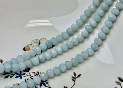 6x8 mm Faceted Rondelle Aquamarine Gemstone 15.5 Inches 58 Beads #4895