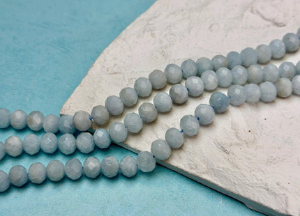 6x8 mm Faceted Rondelle Aquamarine Gemstone 15.5 Inches 58 Beads #4895