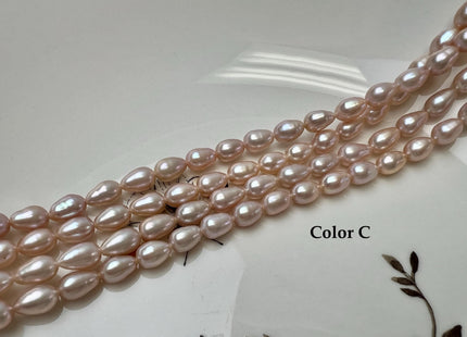 5.5x8-10mm AA Natural Mauve Pink Tear-Drop Shape Rice Freshwater Pearl Beads #1024