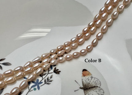 5.5x8-10mm AA Natural Mauve Pink Tear-Drop Shape Rice Freshwater Pearl Beads #1024