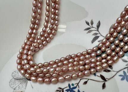 5.5-6x7mm Rice / Oval Freshwater Pearls Salmon Pink Color Genuine Freshwater Pearl Beads Rare Pink Color Oval Pearls #P1923