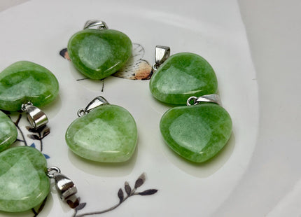 Gemstone Heart Shape Charms for Necklace Jade Gemstone Pendant for Jewelry Making, 20x23mm #CR0108