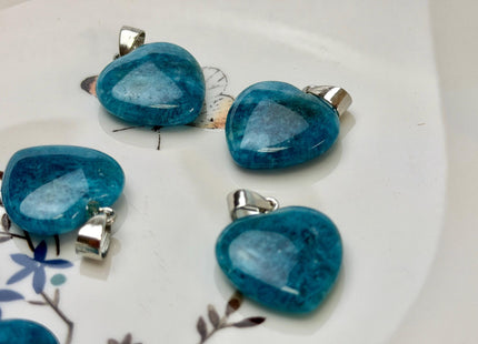 Gemstone Heart Shape Charms for Necklace Jade Gemstone Pendant for Jewelry Making, 20x23mm #CR0108