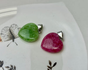 Gemstone Heart Shape Charms for Necklace Jade Gemstone Pendant for Jewelry Making, 20x23mm #CR0108