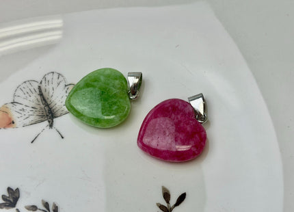 Gemstone Heart Shape Charms for Necklace Jade Gemstone Pendant for Jewelry Making, 20x23mm #CR0108