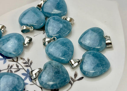 Gemstone Heart Shape Charms for Necklace Jade Gemstone Pendant for Jewelry Making, 20x23mm #CR0108