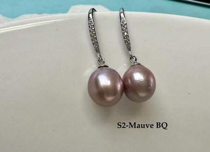 Natural White/Dark Mauve Or Peacock Baroque Pearl Hook Earring W/925 Sterling Silver Bridal Jewelry #ER0006