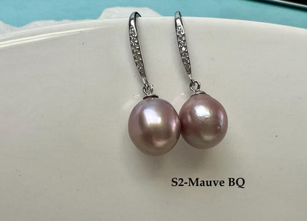 Natural White/Dark Mauve Or Peacock Baroque Pearl Hook Earring W/925 Sterling Silver Bridal Jewelry #ER0006